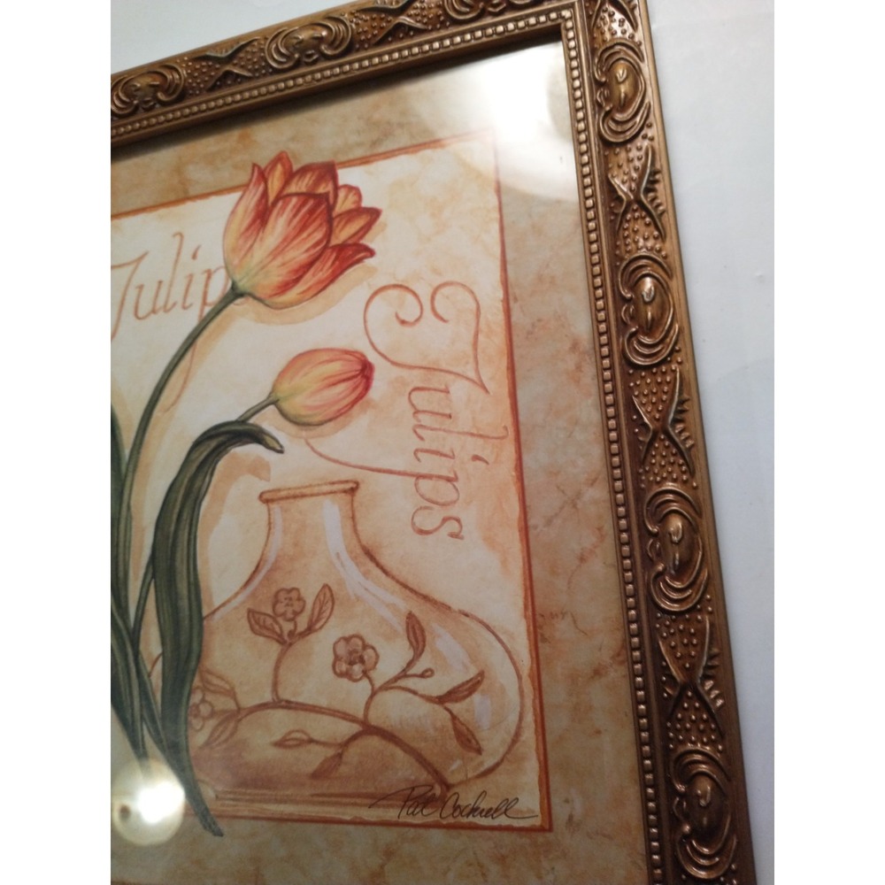 Pat Cockrell Lily-Flowered Tulips Signed Art Print 3D Framed Vintage 11.75x9.5 - Picture 4 of 5